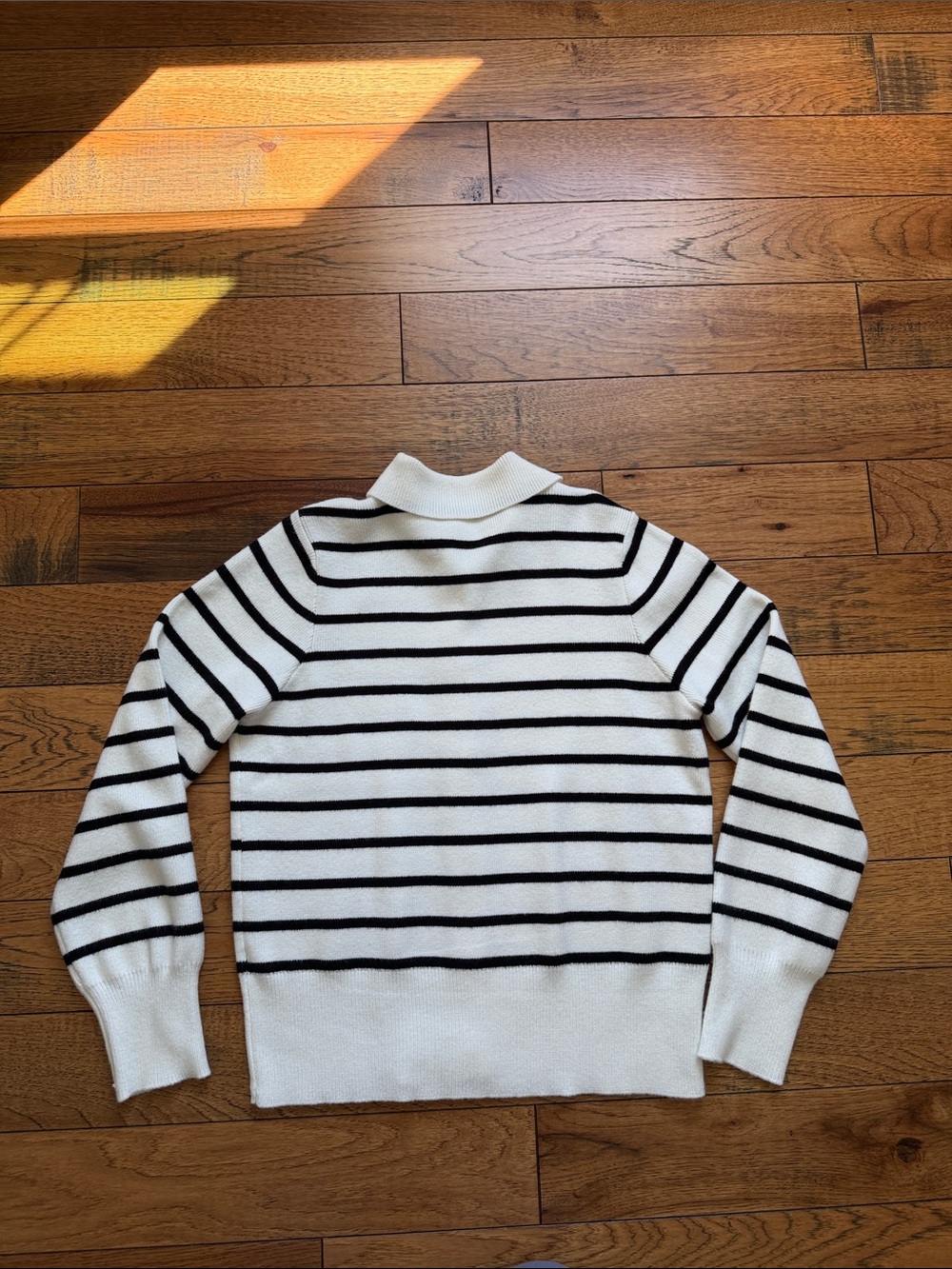 Cyrus Women’s Striped Button-Up Polo Cardigan - White & Black Size S - Picture 6 of 6